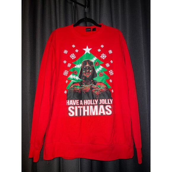 Ugly Christmas Sweater Xmas Sweatshirt Crewneck Size XL Star Wars - Picture 1 of 3
